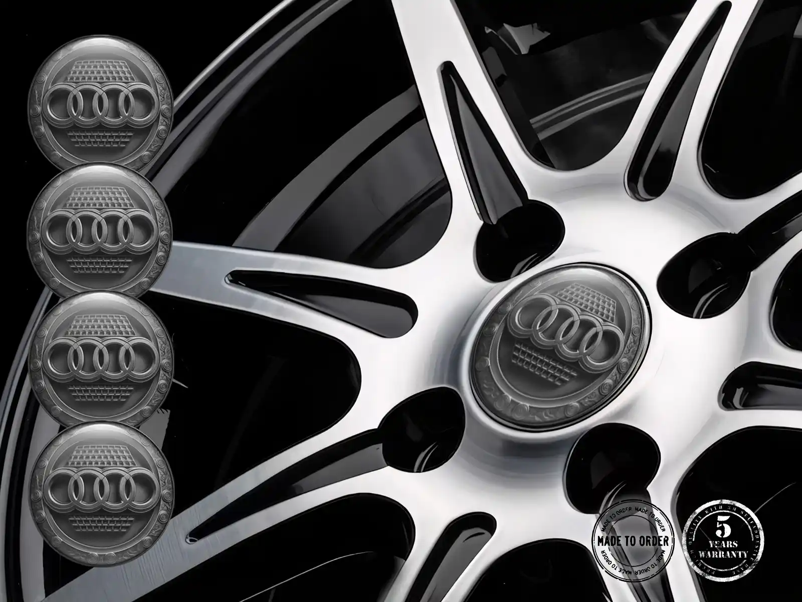 Audi Calcomanías Bombadas Custom Logos Resina Ruedas